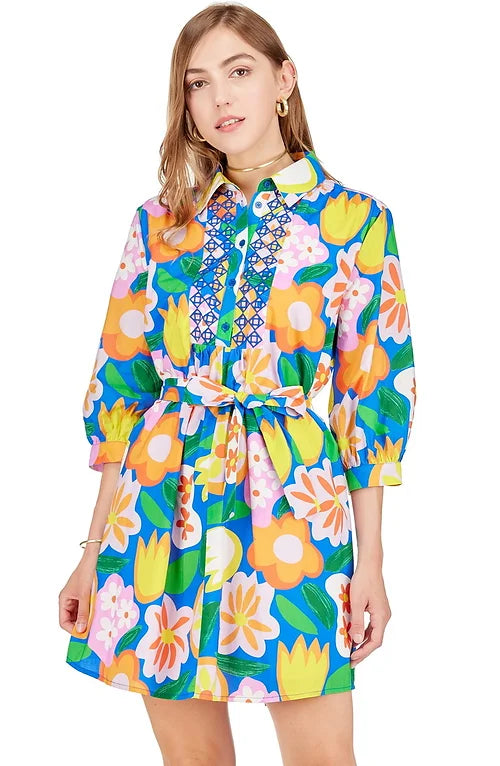 Bold Garden Shirt Dress